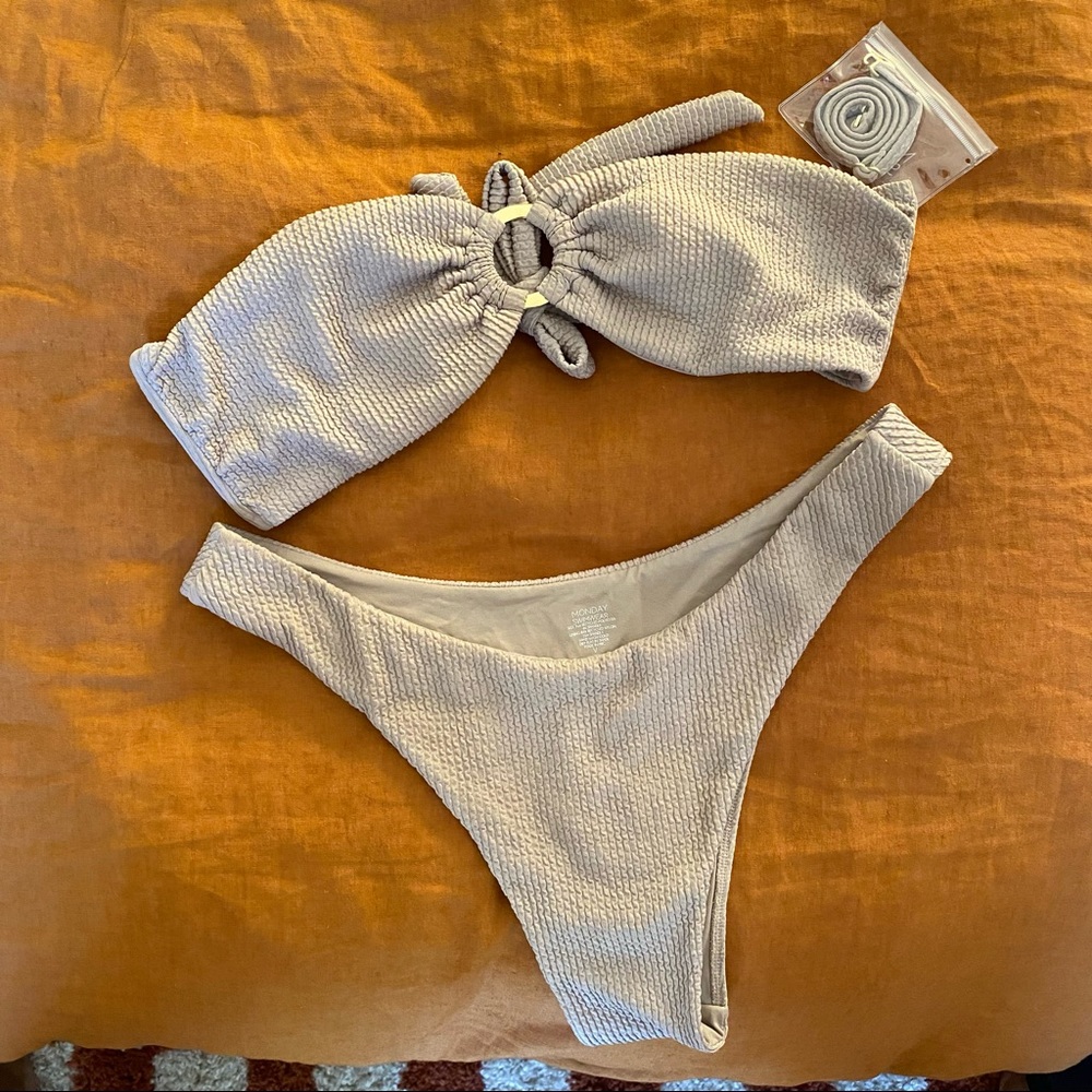 Monday Swim Costa Rica Top and Byron Bottom in Oat Crinkle